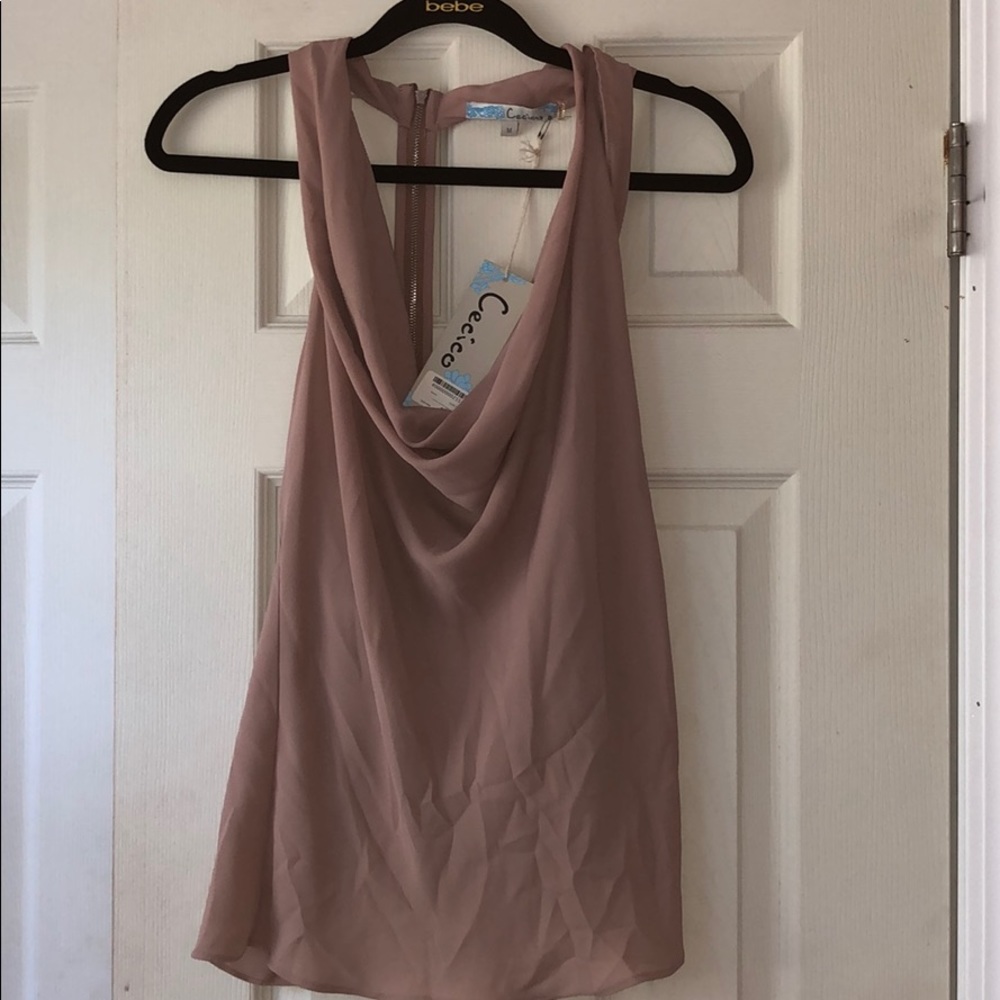 Cream Razor back draped blouse - Size M